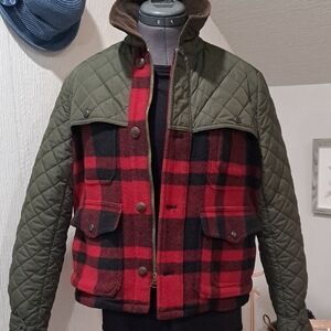 Polo by Ralph Lauren Olive and Red Plaid Bomber Jacket
